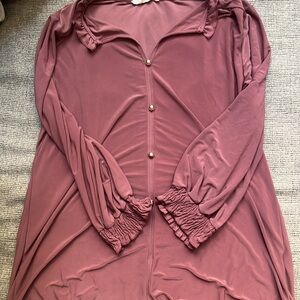 Elegant Mauve Button-Down Blouse